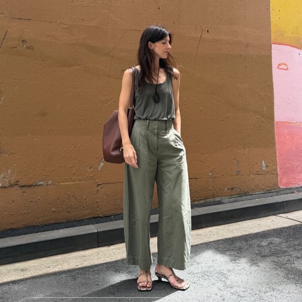 Apiece Apart Cybil Cropped Trouser in Thyme Size 6